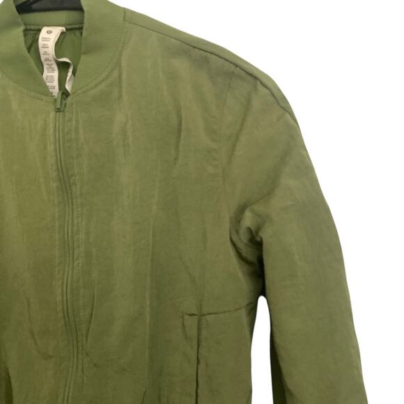 Lululemon Non Stop Bomber Jacket Womens Size 2 Green Reversible Lightweight Coat - Picture 2 of 10